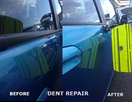 Car Door Dent Repair Before and After Comparison