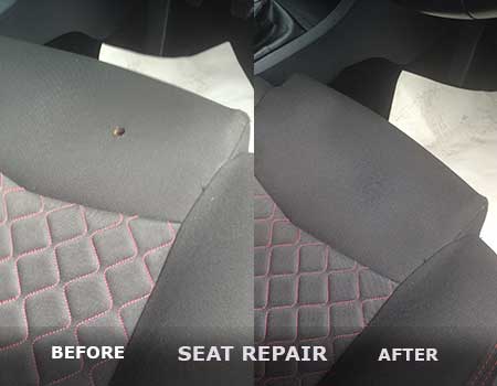 Before and after of a vinyl seat bolster I repaired! : r/AutoDetailing